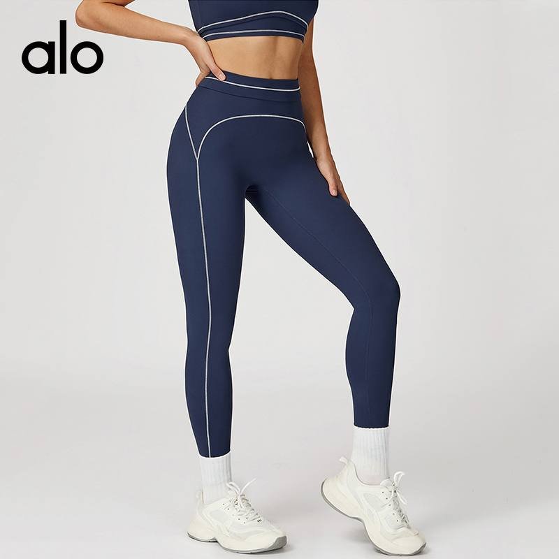 Alo Leggings aloyoga contrasting dark hair yoga trousers folded high waist tight trousers outdoor sports pants