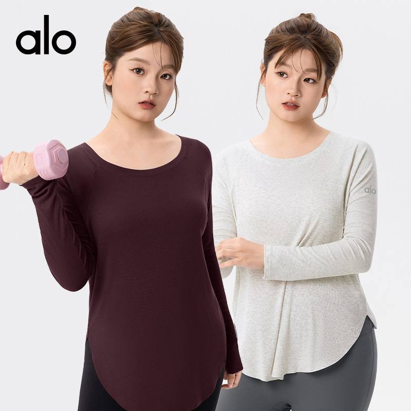 Alo long sleeve yoga light gray