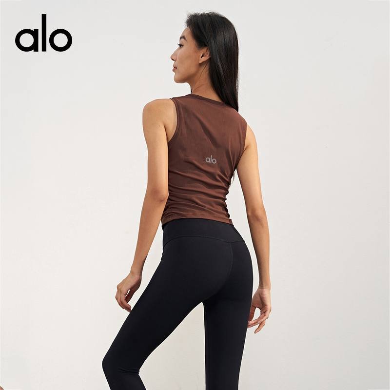 Alo tank yoga mauve and white