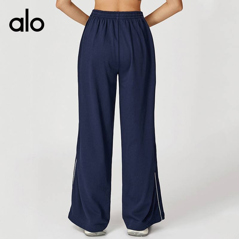 Alo Leggings aloyoga Contrast Color Versatile Sports Sweatpants Loose High Waist Straight Sweatpants Outdoor Casual Pants