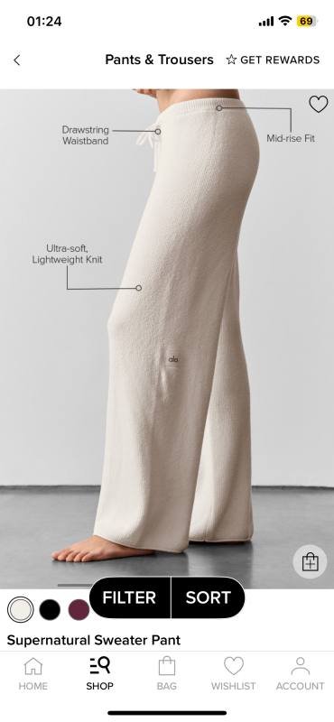 Alo Supernatural Sweater Pant pantaloni da uomo lounge avorio