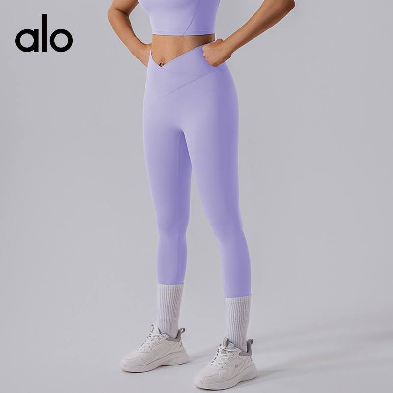 Alo Leggings aloyoga nude stretch high waist hip lifting tummy control quick drying fitness pants tight yoga