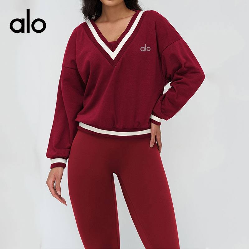 Alo long sleeve everyday green and burgundy