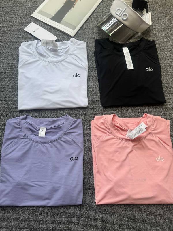 Alo t-shirt training black white lavender pink yoga