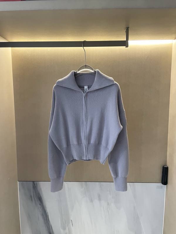 Alo Long sleeve autumn and winter New lapel sweater cardigan multi-color casual and simple V-neck knitted cardigan versatile sweater jacket with high-end temperament yoga
