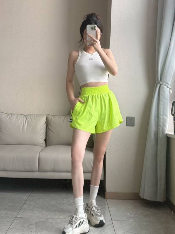 Alo shorts run neon yellow yoga