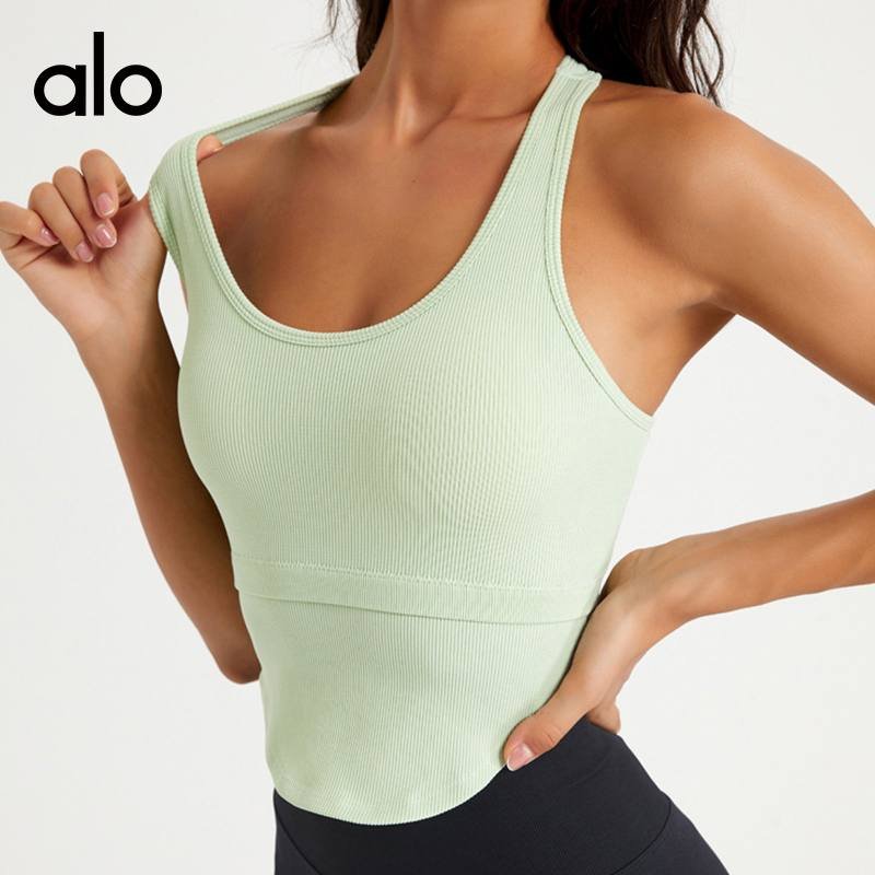 Alo Canotta aloyoga gilet con cerniera frontale intimo antiurto reggiseno sportivo stretto abbigliamento da yoga