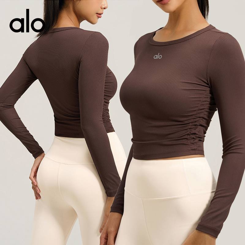 Alo long sleeve studio brown yoga
