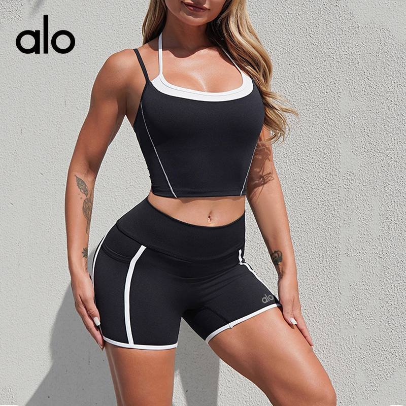 Alo tank training white and teal yoga