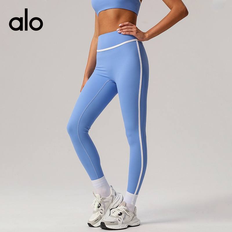 Alo Leggings aloyoga nude contrasting color high-waisted yoga pants quick-drying running fitness tight nine-point