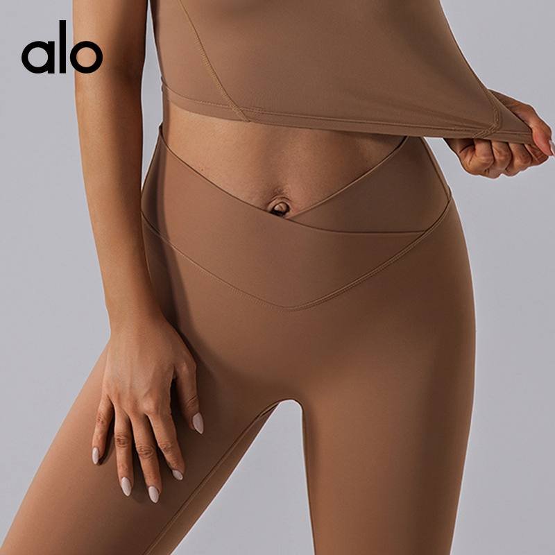 Alo Leggings aloyoga nude stretch high waist hip lifting tummy control quick drying fitness pants tight yoga