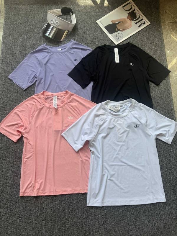 Alo t-shirt training black white lavender pink yoga