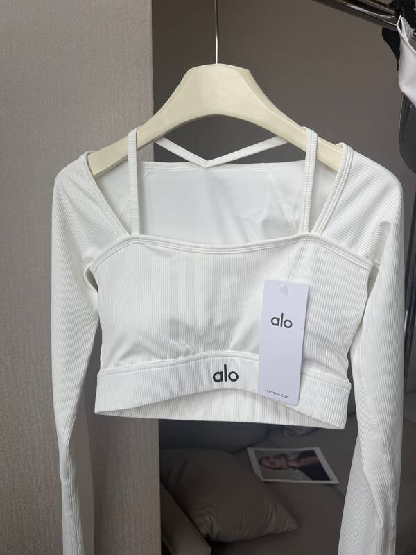 Alo Shorts Aloyoga Donna Yoga Ciclismo Tuta a Maniche Lunghe Top Sling Falso in Due Pezzi Reggiseno in Un Pezzo