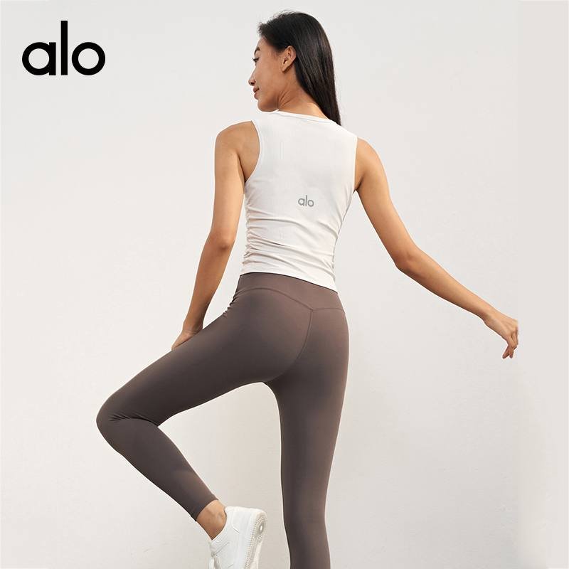Alo tank yoga malva e bianco