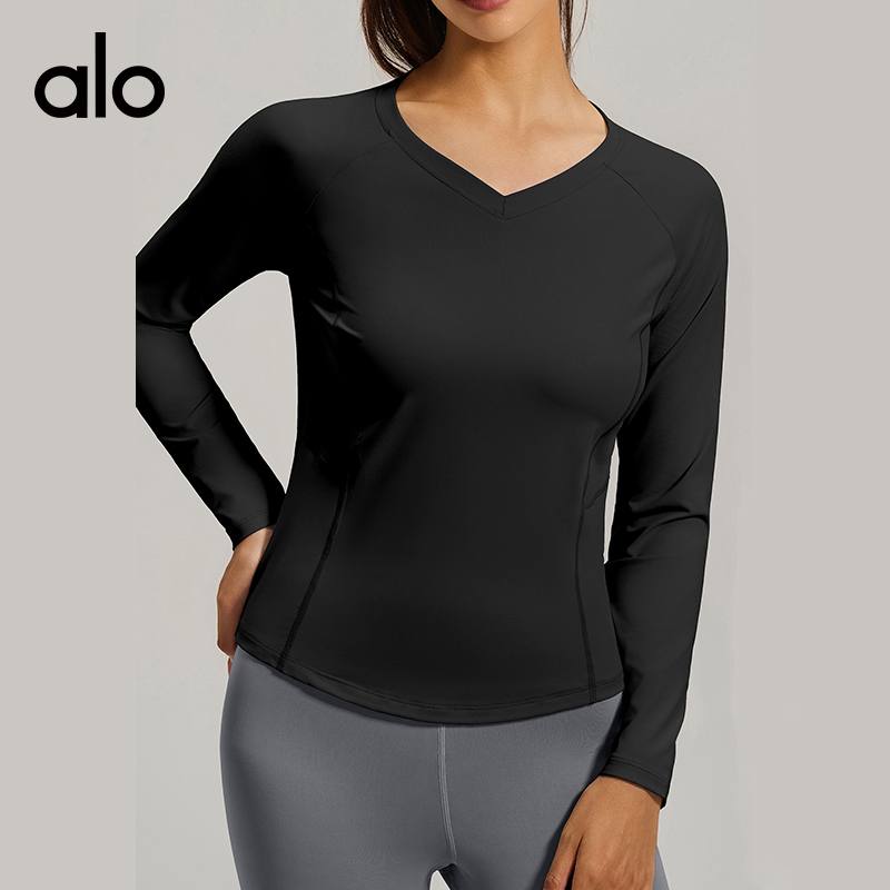 Alo long sleeve studio white yoga