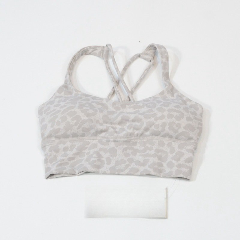 Lululemon sports bra yoga light gray leopard print