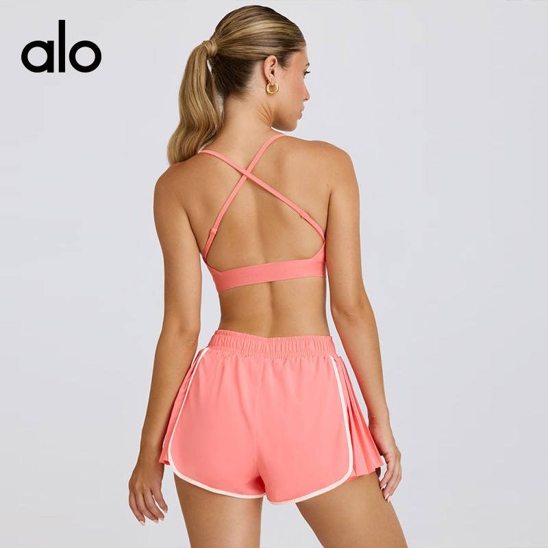 Alo shorts run white and blue yoga