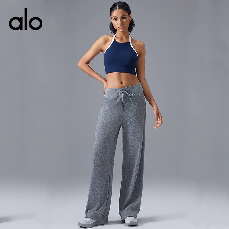 Alo Leggings aloyoga loose and versatile wide-leg pants for women high-waisted drawstring sports pants drapey casual