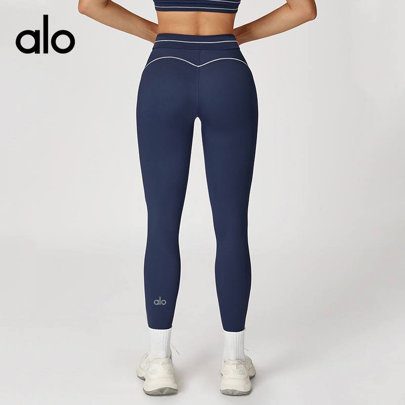 Alo Leggings aloyoga contrasting dark hair yoga trousers folded high waist tight trousers outdoor sports pants