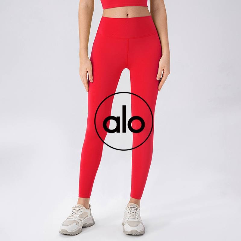 Alo Leggings High-Elastic Yoga Pants for Women Nude-Feeling Tight-Fitting Butt-Lifting Running Sports Pants High-Waisted Abdominal Tightening Pilates Fitness