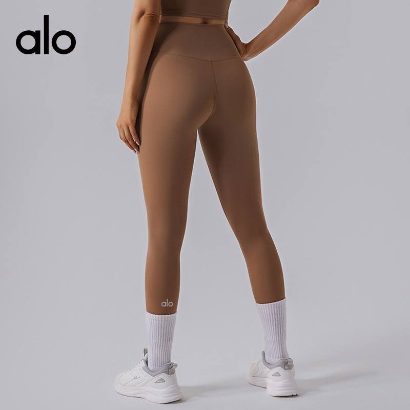 Alo Leggings aloyoga nude stretch high waist hip lifting tummy control quick drying fitness pants tight yoga