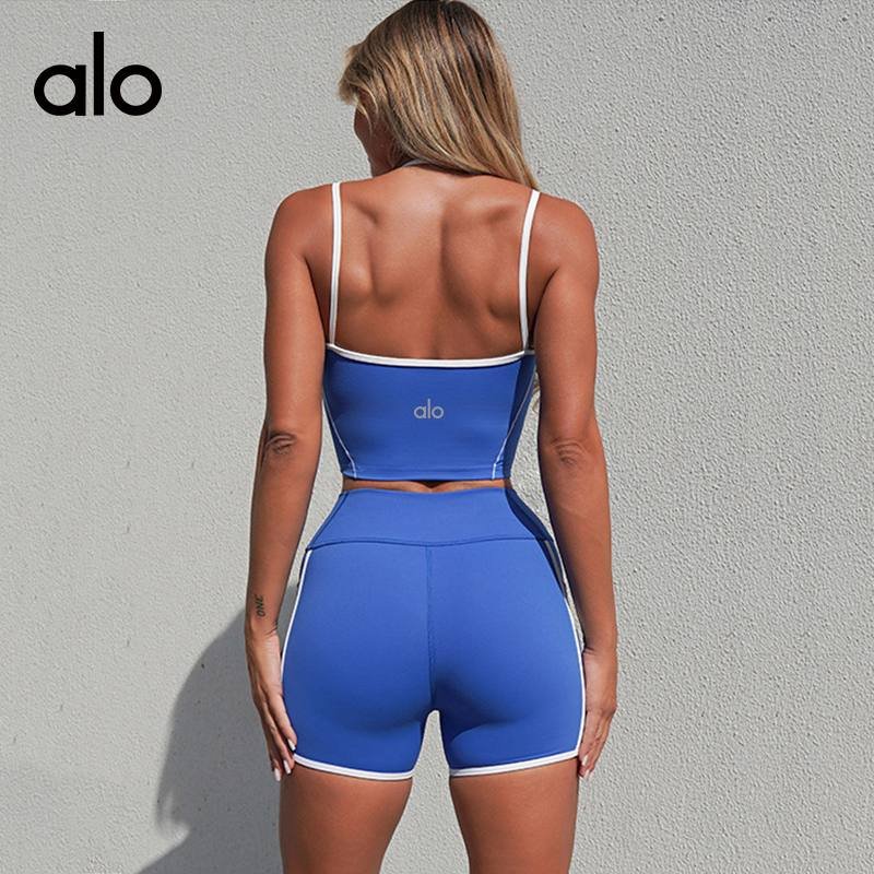 Alo tank training white and teal yoga