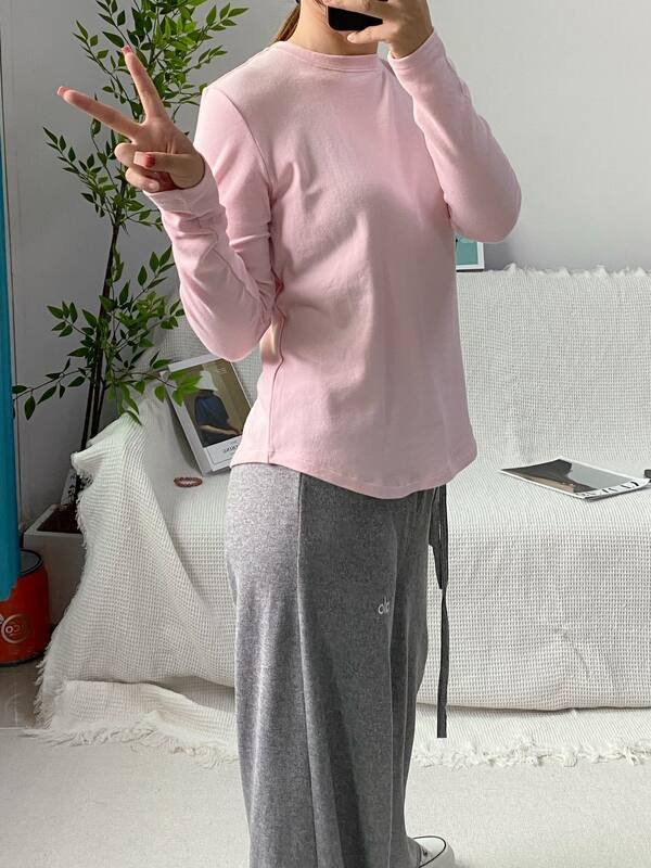 Lululemon lounge a maniche lunghe rosa chiaro
