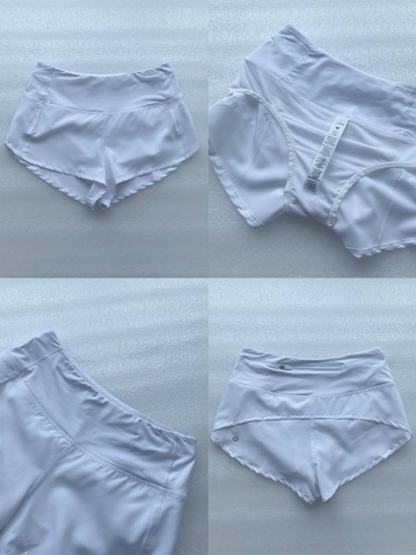 Os shorts Lululemon Speed Up sao lilas claro.