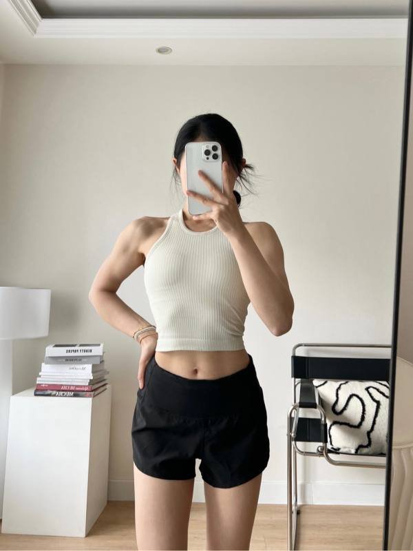 Lululemon Ebb to Street tank studio cream