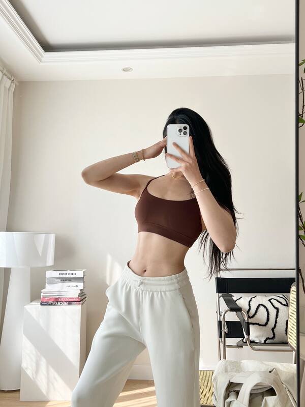 Lululemon Flow Y Nulu sports bra yoga brown
