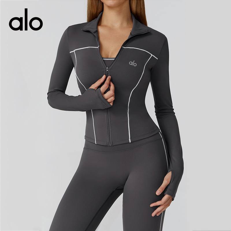 Chaqueta Alo entrenamiento marron gris marfil