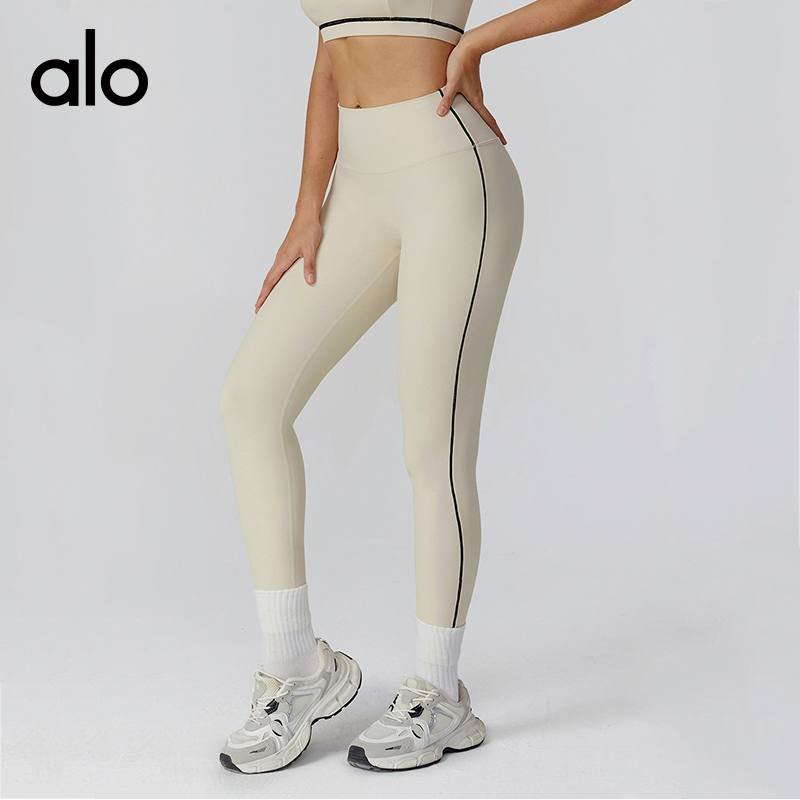 Legging Alo treinando azul branco e cinza