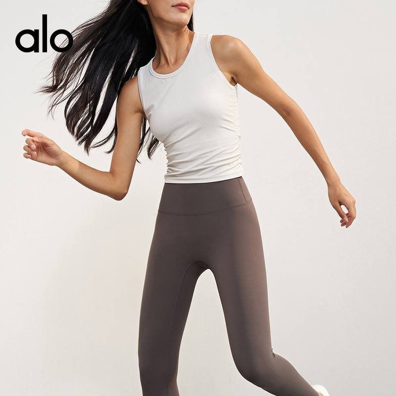 Alo tank yoga mauve and white