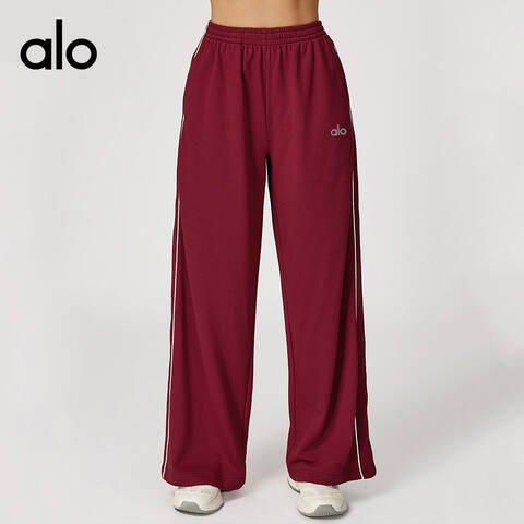 Alo Leggings aloyoga Pantaloni sportivi versatili a contrasto di colore Pantaloni sportivi dritti a vita alta larghi Pantaloni casual da esterno