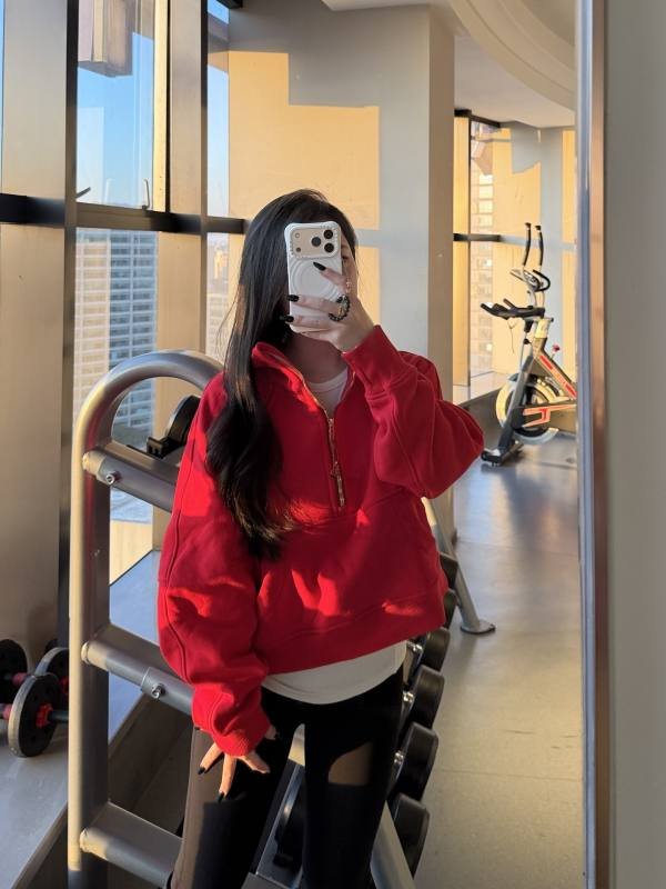 Lululemon Scuba jaqueta lounge vermelho