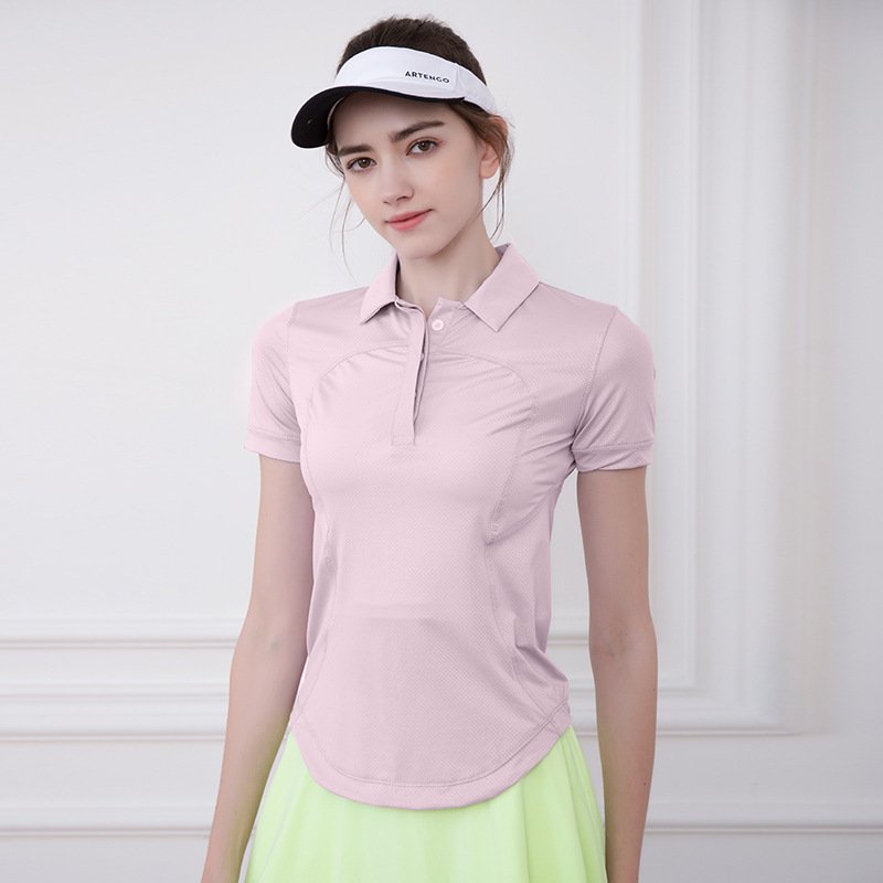 Camiseta Lululemon run blanca y rosa claro